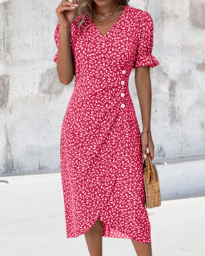 Women's Pretty Floral V Neck Dress