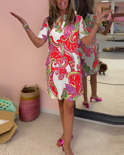 Comfortable Floral V-Neck Summer Dress