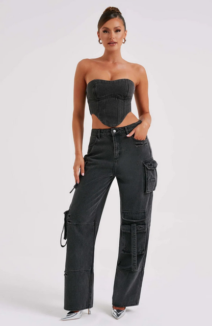 Comfortable Women's Strapless Denim Corset Top