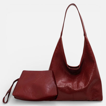 Ladies Genuine Leather Handbag Tote Set - Luxivelle