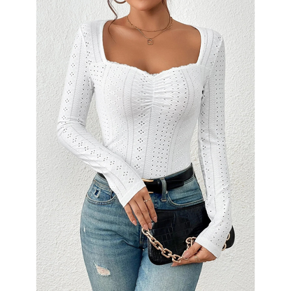 Ladies Floral Embroidered Long Sleeve Blouse