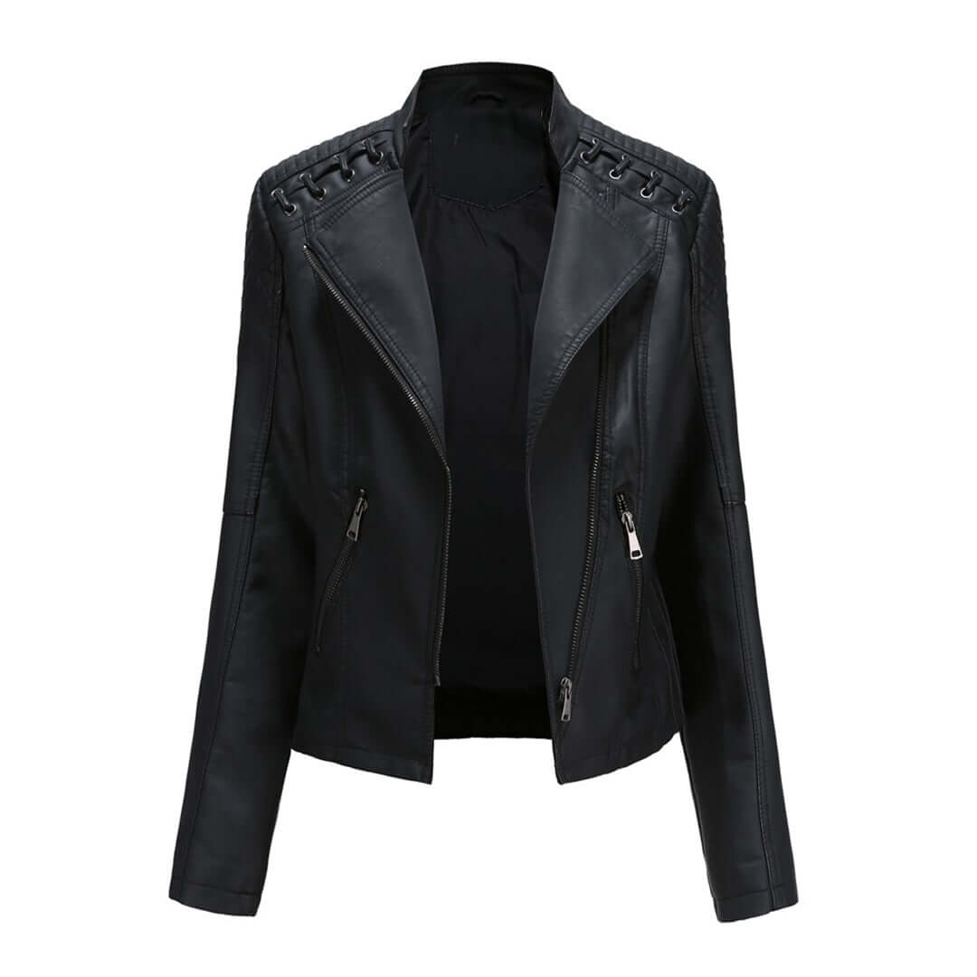 Ladies Vegan Leather Motorcycle Jacket