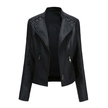 Ladies Vegan Leather Motorcycle Jacket
