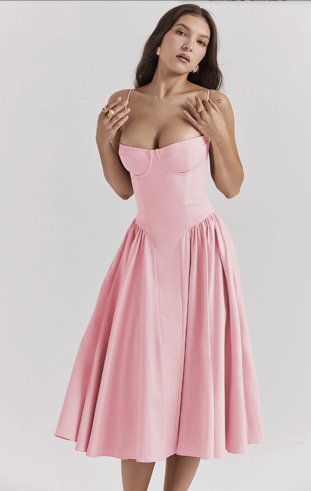 Feminine Strapless Bodycon Mid Length Dress