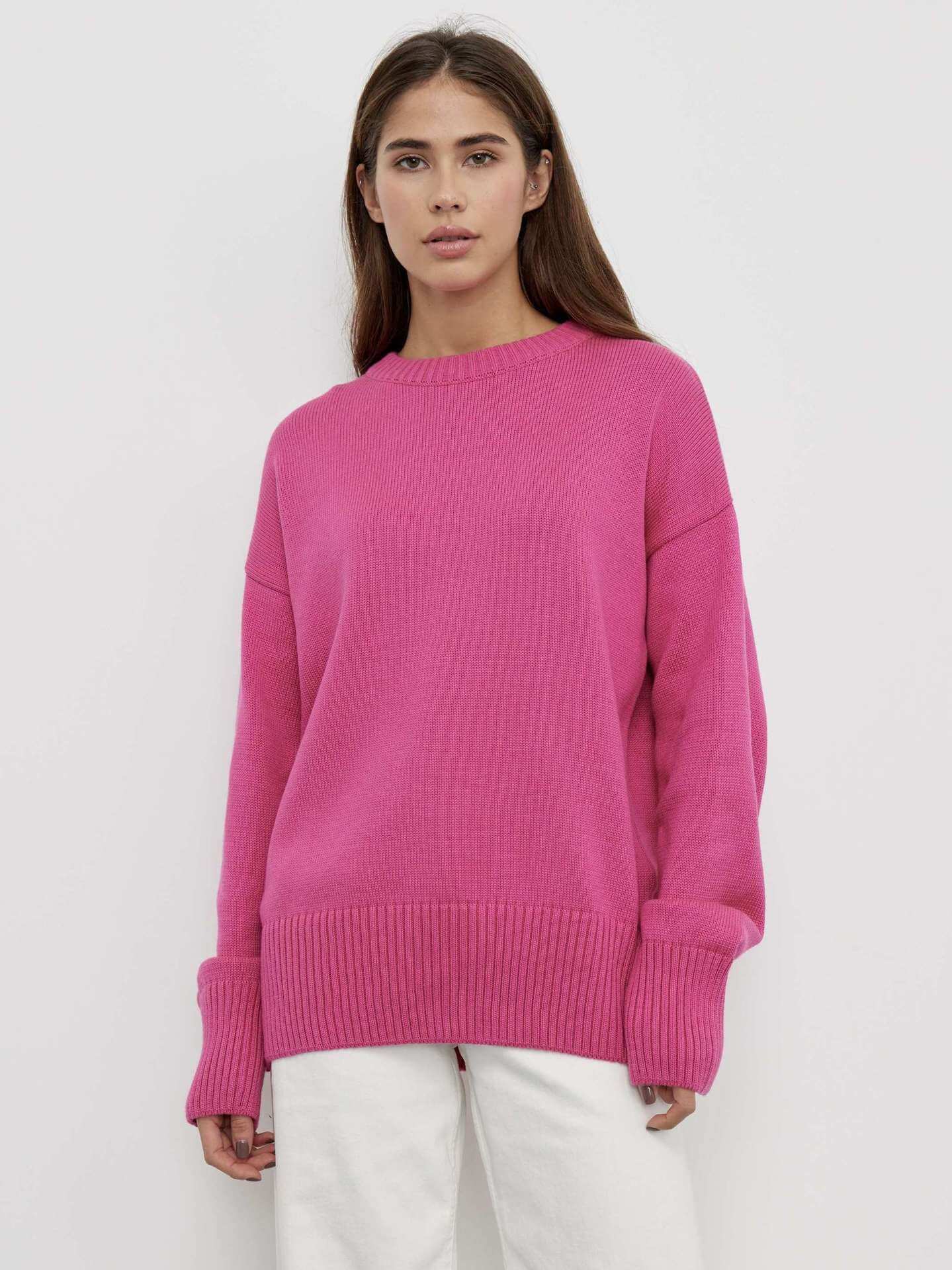 Feminine Crew Neck Fitted Knit Top