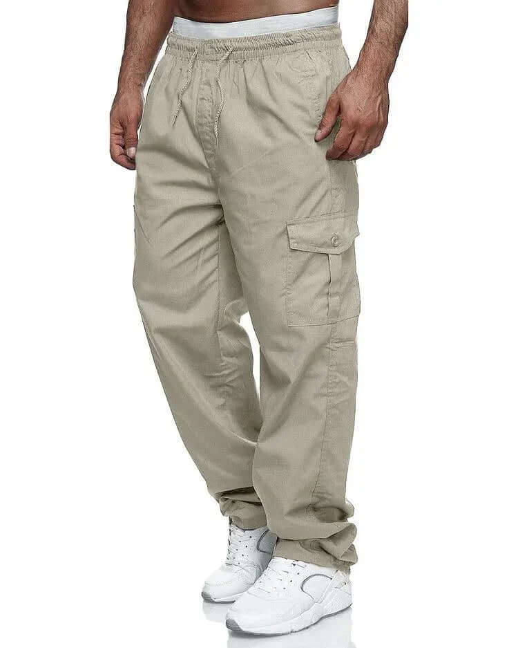 Relaxed Fit Casual Cargo Pants with Stretch Waist