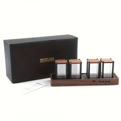 Vintage Style WiFi Digital Clock with Wooden Finish