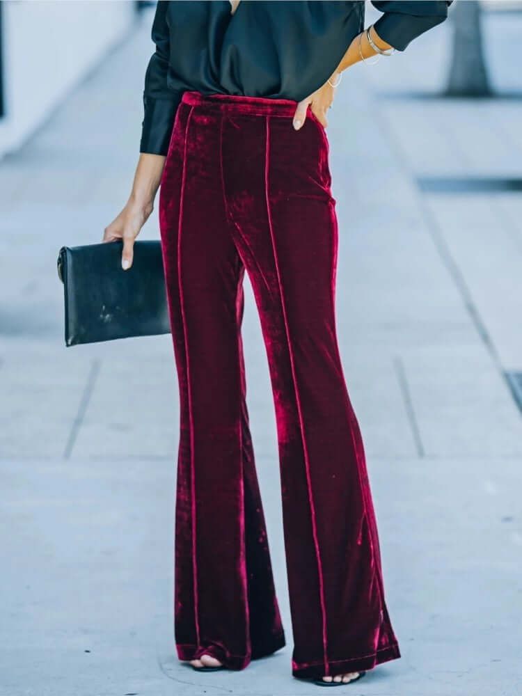 Luxurious Wide Leg Velvet Pants - Luxivelle