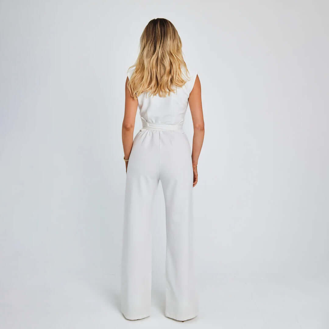 Strapless Flowy Pants Jumpsuit with Belt