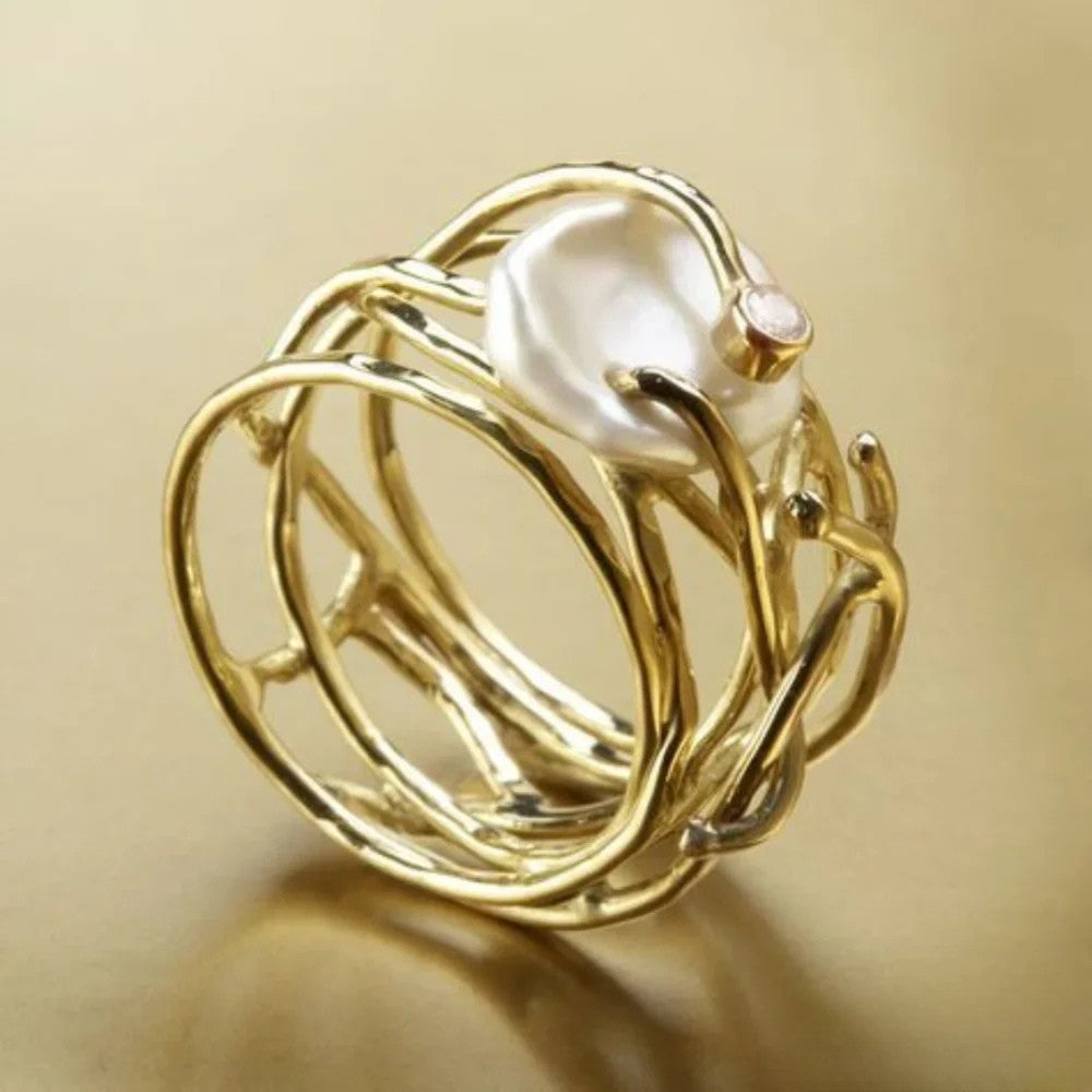 Vintage Slim Pearl Ring - Luxivelle