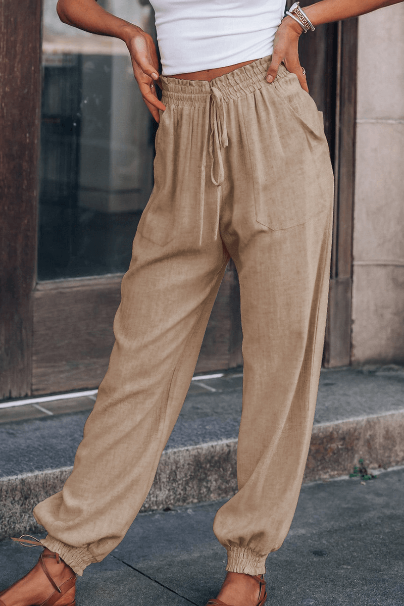 Women's Comfortable Mid-Rise Elastic Waist Trousers