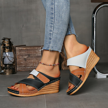 Vibrant Colorblock Wedge Sandals