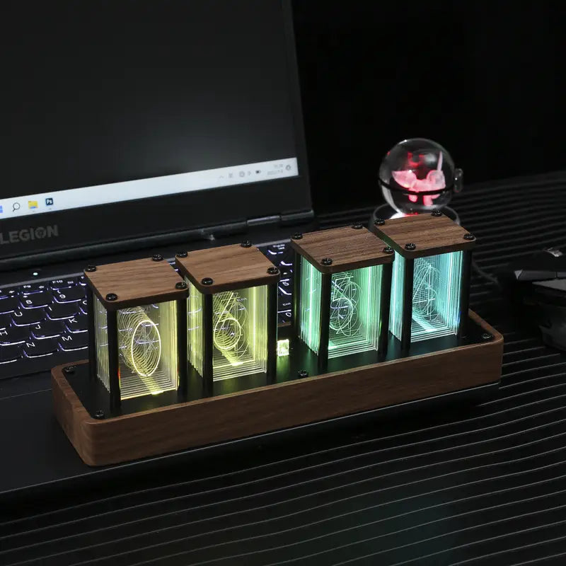 Vintage Style WiFi Digital Clock with Wooden Finish