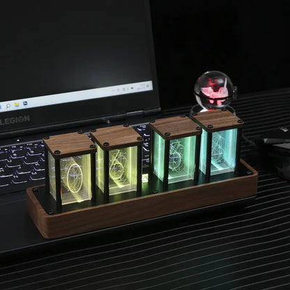 Vintage Style WiFi Digital Clock with Wooden Finish