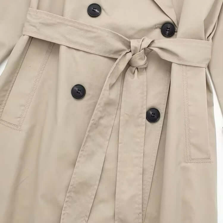 Classic Women's Belted Long Trench Coat