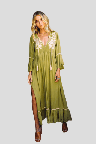 Low Cut Long Evening Dress
