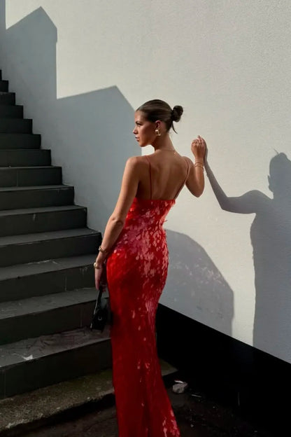 Sparkly Sequin Open Back Evening Dress