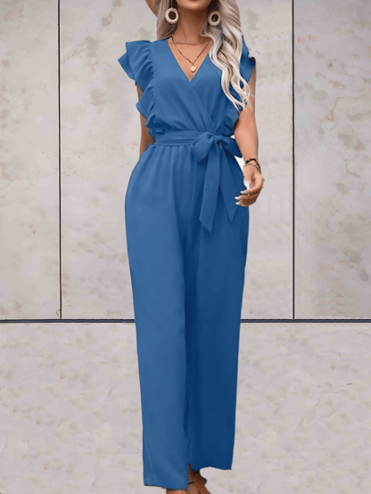 Chic Flare Sleeve V-Neck Romper
