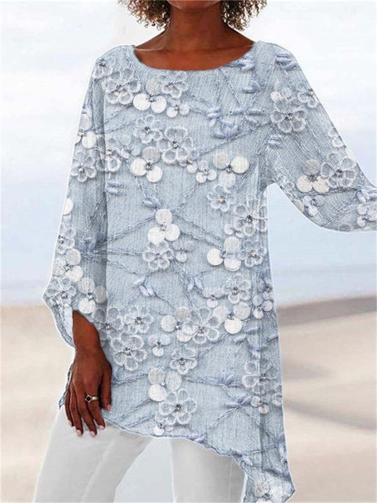 Elegant Flower Pattern Women's Blouse
