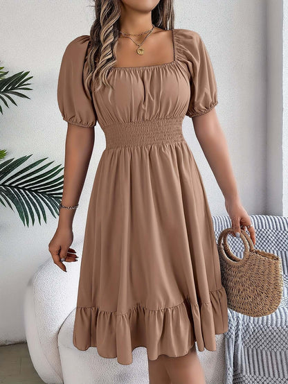 Ladies' Ruffled Bell Sleeve Mid Length Dress