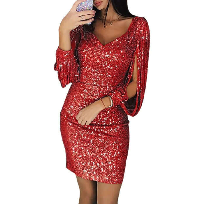 Glittery Knee Length Party Dress