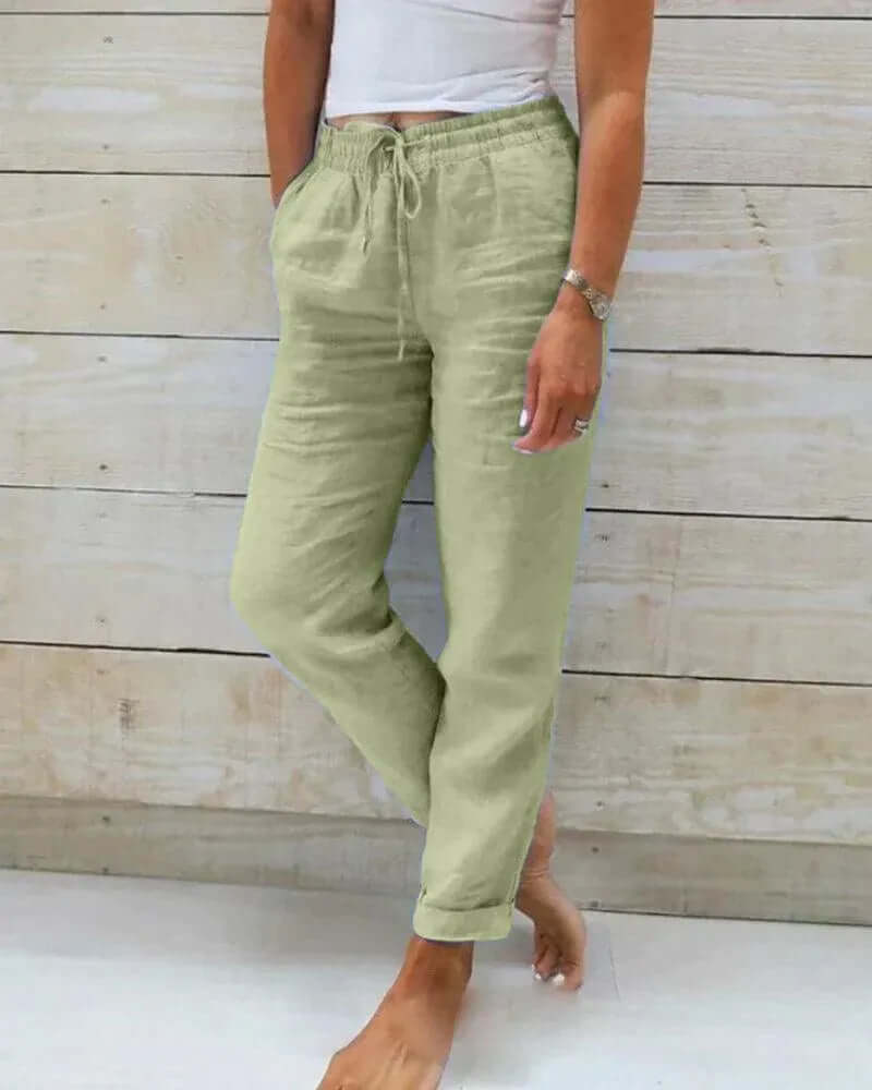 Ladies Comfortable Loose Fit Linen Pants - Luxivelle