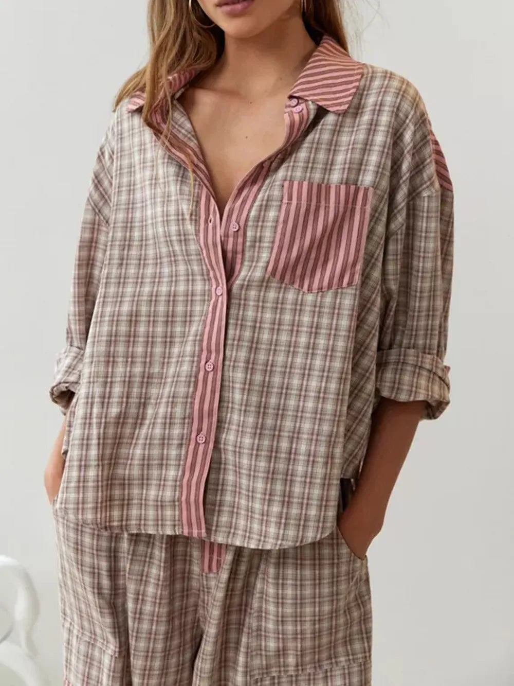 Cozy 2 Piece Pajama Set Cotton Sleepwear for Ladies