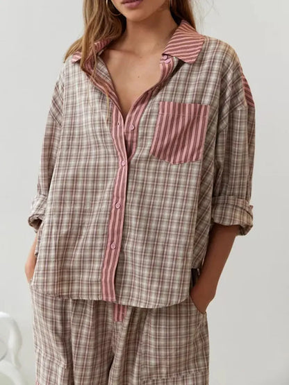 Cozy 2 Piece Pajama Set Cotton Sleepwear for Ladies