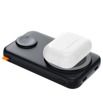 2-in-1 PowerBank with wireless, Type-C charging; sleek design, LED display, magnetic attachment, dual port for fast charge.