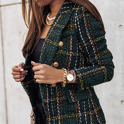 Classic Plaid Tailored Fit Women's Blazer Jacket