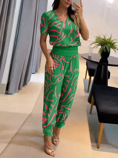 Ladies' 2-Piece V-Neck Suit Set