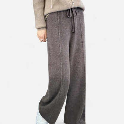 Comfortable Wool Flared Leg Knit Pants