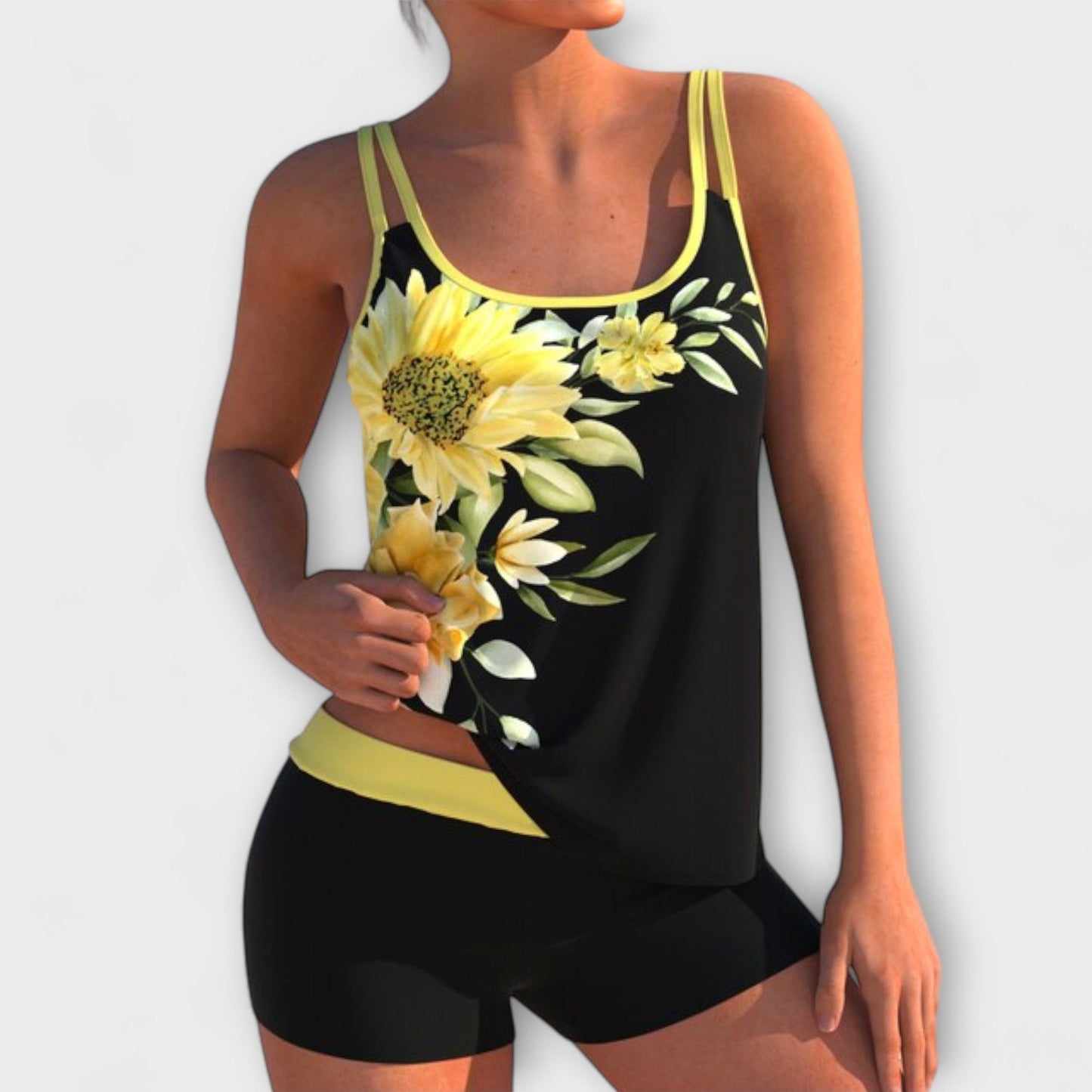 Colorful Floral Halter Tankini