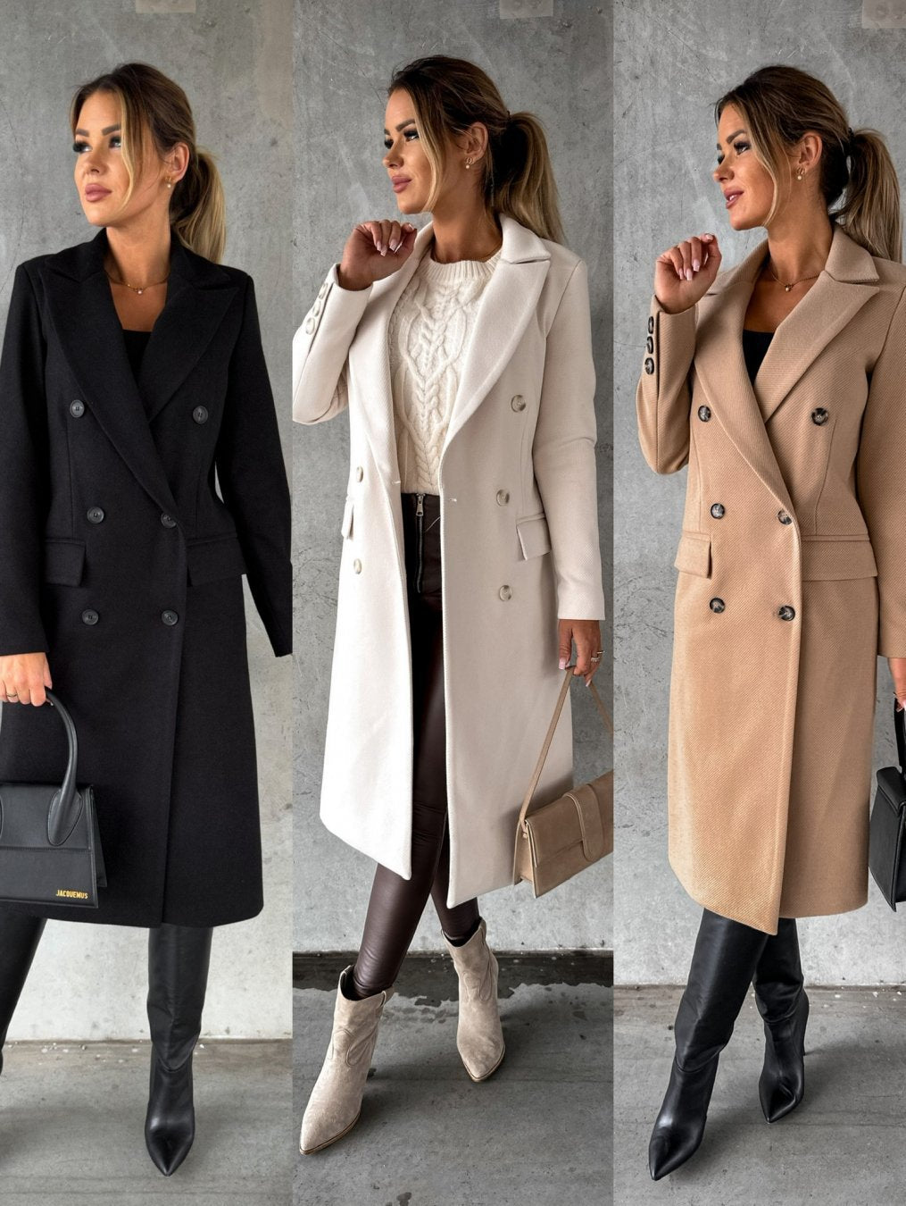 Warm Long Sleeve Double Breasted Women's Coat