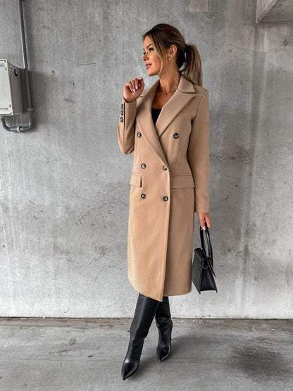 Warm Long Sleeve Double Breasted Women's Coat