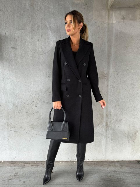 Warm Long Sleeve Double Breasted Women's Coat - Luxivelle