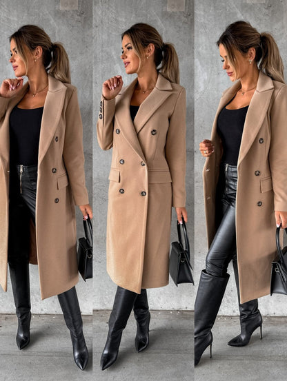 Warm Long Sleeve Double Breasted Women's Coat