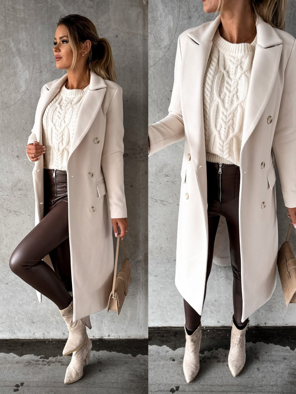 Warm Long Sleeve Double Breasted Women's Coat