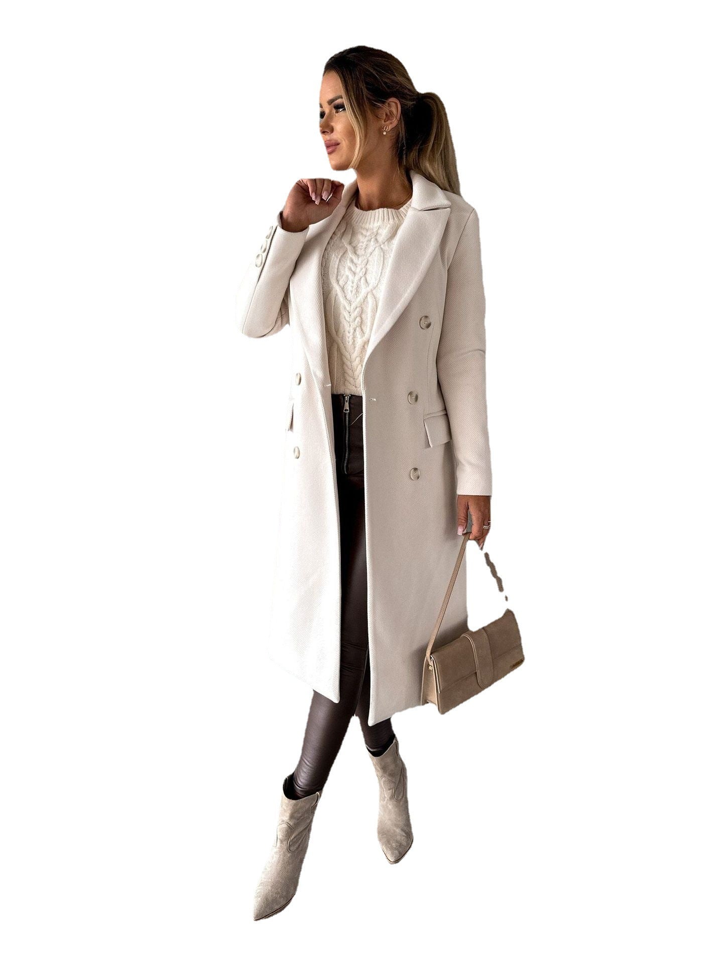 Warm Long Sleeve Double Breasted Women's Coat