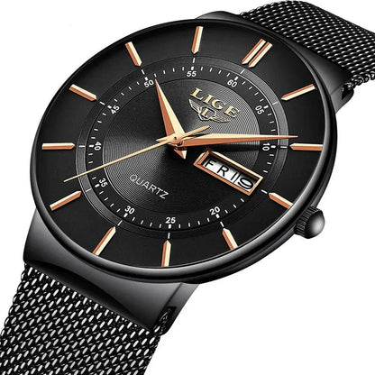 Slim Men's Waterproof Stainless Steel Quartz Watch - Luxivelle