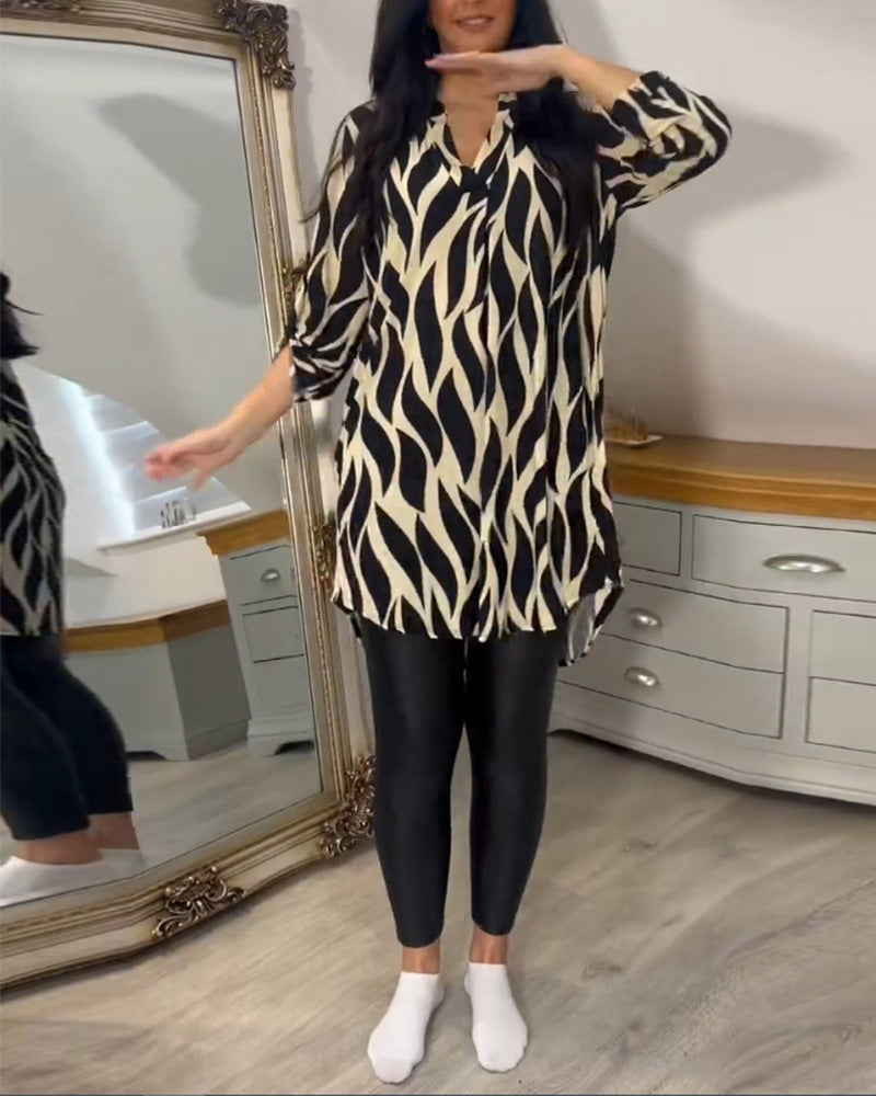Fashionable Patterned Loose Fit Top