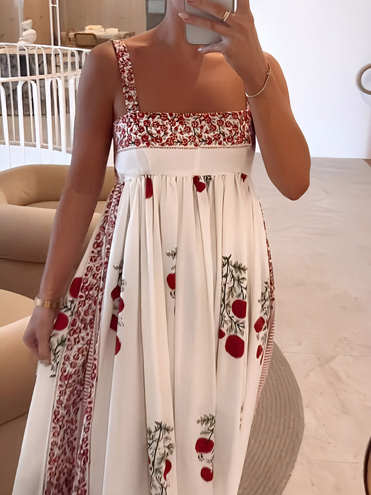 Beautiful Red Floral Maxi Dress