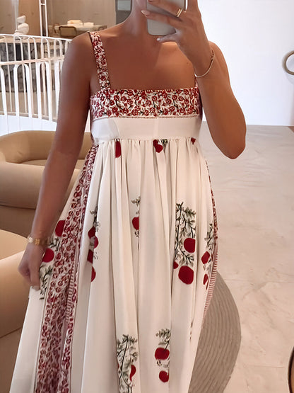 Beautiful Red Floral Maxi Dress