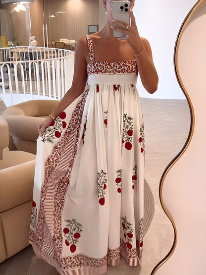 Beautiful Red Floral Maxi Dress