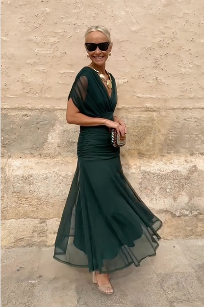 Beautiful V-neck Evening Party Gown Dress