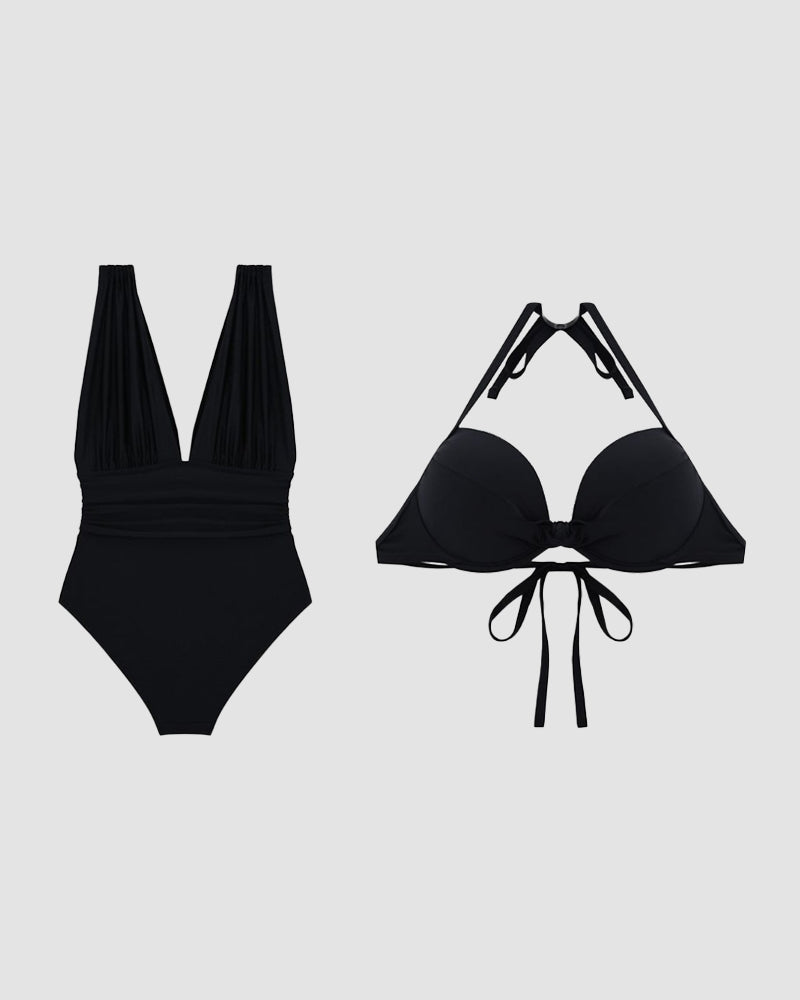 High End Slimming Swimsuit with Low V Neck