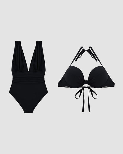 High End Slimming Swimsuit with Low V Neck