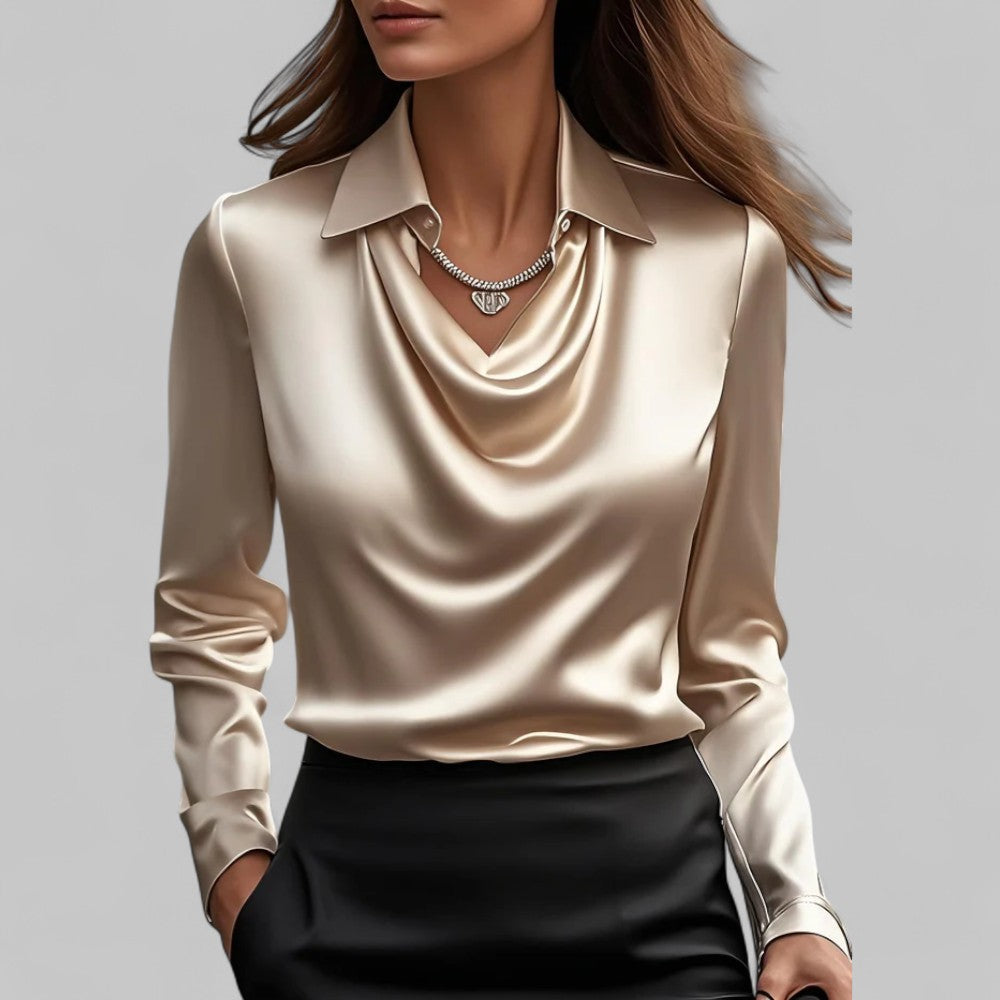 Relaxed Fit V Neck Women's Blouse