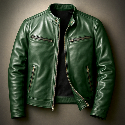Men's Fitted Zip Up Leather Jacket