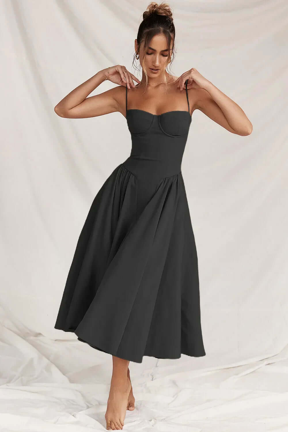 Feminine Strapless Bodycon Mid Length Dress
